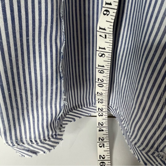 Hem & Thread Summer Stripe A-Line Raw Seams Lace Detail Sz L - Picture 5 of 8
